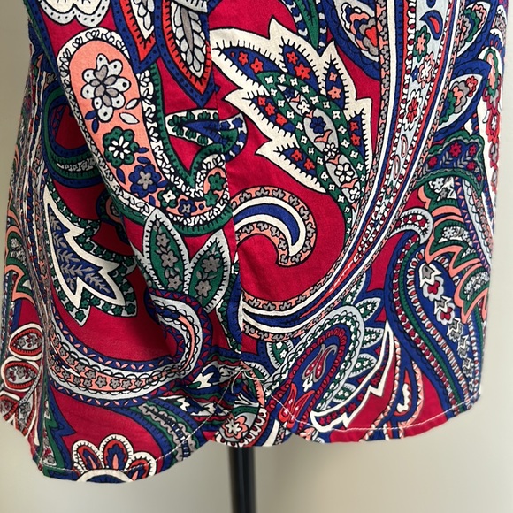 Tommy Hilfiger Classic Fit LS Cotton Paisley Button Front Blouse Sz Large - Picture 6 of 10